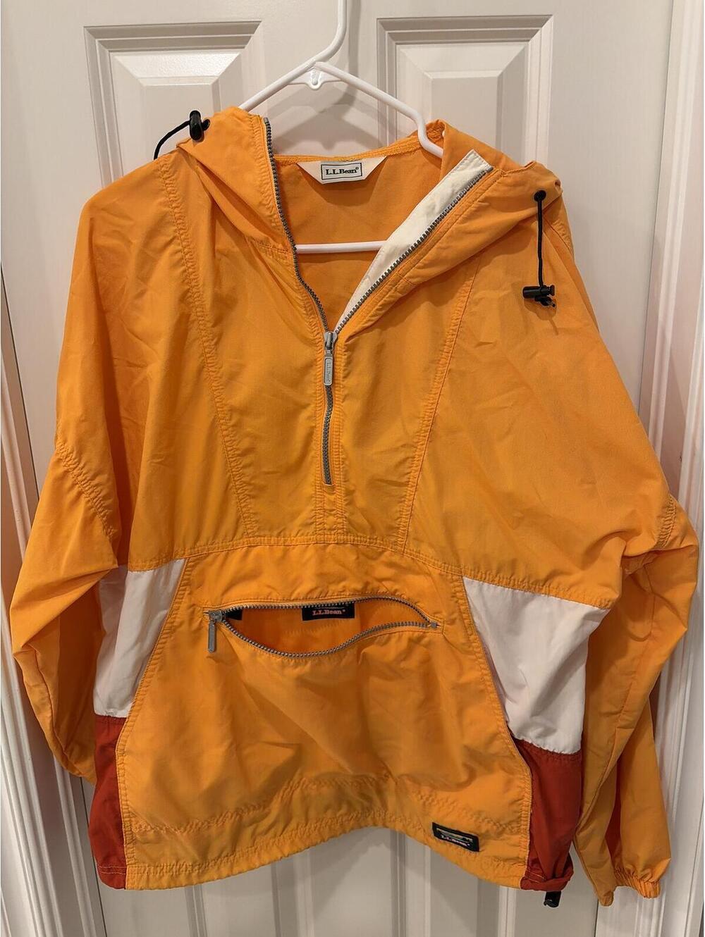 Vintage L.L. Bean Anorak Pullover Jacket - Colorblock Orange/Rust/White